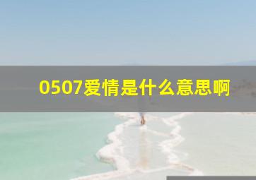 0507爱情是什么意思啊