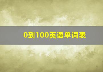 0到100英语单词表