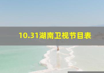 10.31湖南卫视节目表