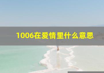 1006在爱情里什么意思