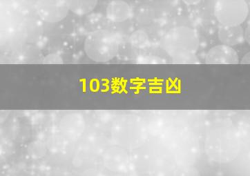 103数字吉凶