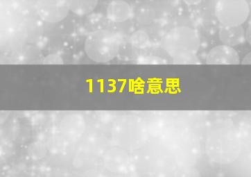 1137啥意思