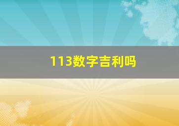 113数字吉利吗