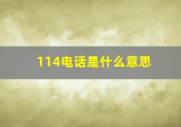 114电话是什么意思