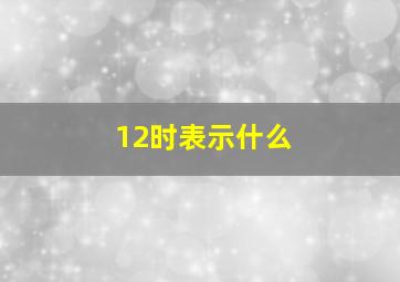 12时表示什么