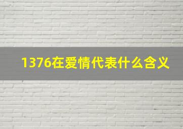 1376在爱情代表什么含义