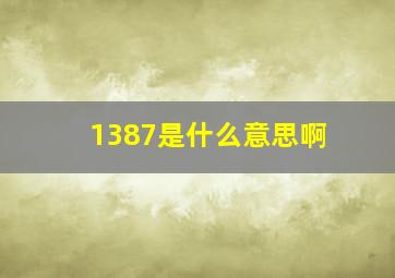 1387是什么意思啊