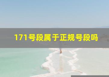 171号段属于正规号段吗