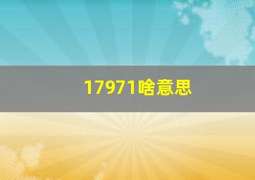 17971啥意思