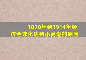 1870年到1914年经济全球化达到小高潮的原因