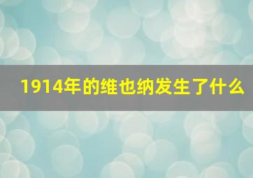 1914年的维也纳发生了什么