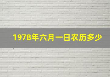 1978年六月一日农历多少