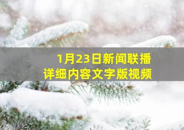 1月23日新闻联播详细内容文字版视频