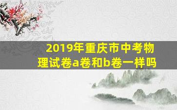 2019年重庆市中考物理试卷a卷和b卷一样吗