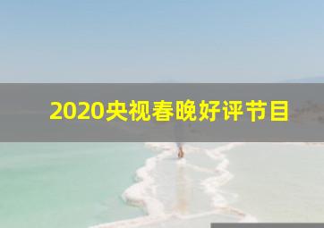 2020央视春晚好评节目