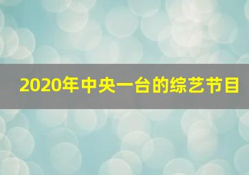 2020年中央一台的综艺节目