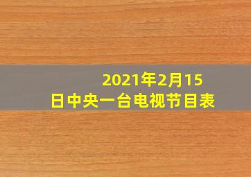 2021年2月15日中央一台电视节目表