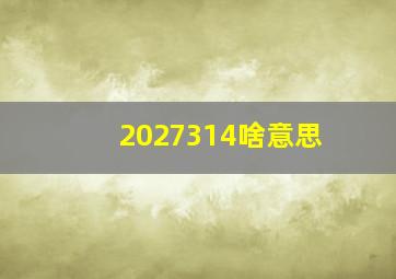 2027314啥意思