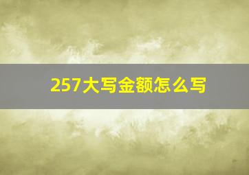 257大写金额怎么写