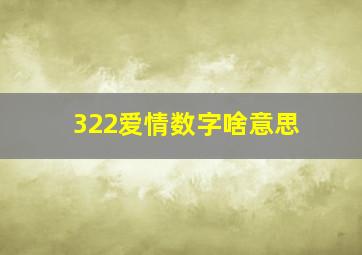 322爱情数字啥意思