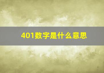 401数字是什么意思