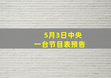 5月3日中央一台节目表预告