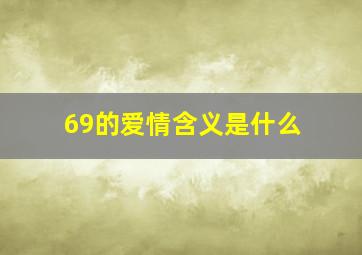 69的爱情含义是什么