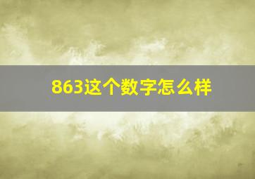 863这个数字怎么样