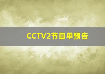 CCTV2节目单预告