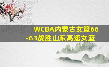 WCBA内蒙古女篮66-63战胜山东高速女篮