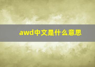 awd中文是什么意思