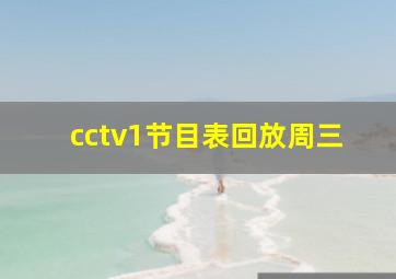 cctv1节目表回放周三