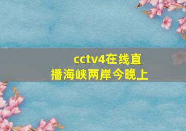 cctv4在线直播海峡两岸今晚上