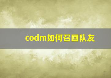 codm如何召回队友