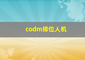 codm排位人机