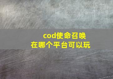 cod使命召唤在哪个平台可以玩