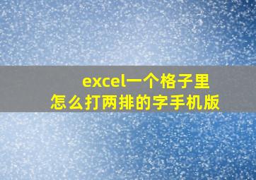 excel一个格子里怎么打两排的字手机版