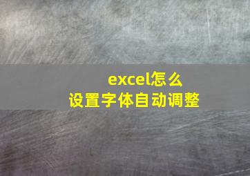 excel怎么设置字体自动调整