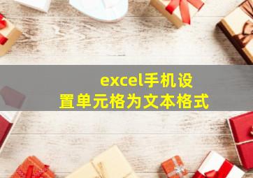 excel手机设置单元格为文本格式