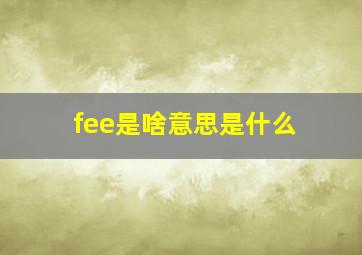 fee是啥意思是什么