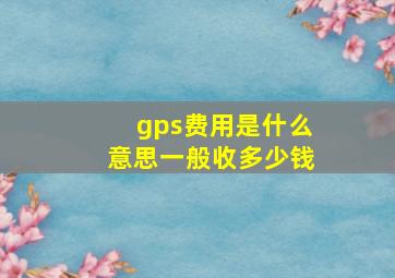 gps费用是什么意思一般收多少钱