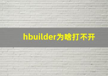 hbuilder为啥打不开