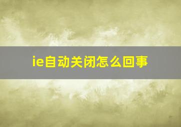 ie自动关闭怎么回事