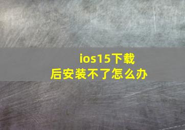 ios15下载后安装不了怎么办