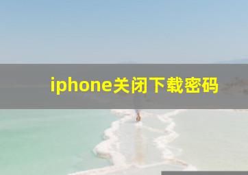 iphone关闭下载密码