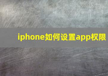 iphone如何设置app权限