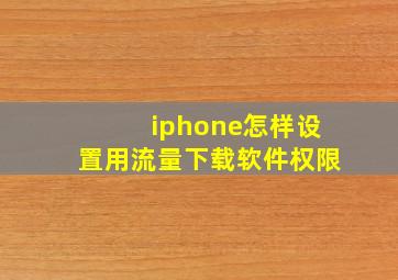 iphone怎样设置用流量下载软件权限