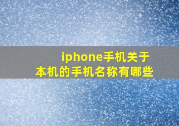 iphone手机关于本机的手机名称有哪些