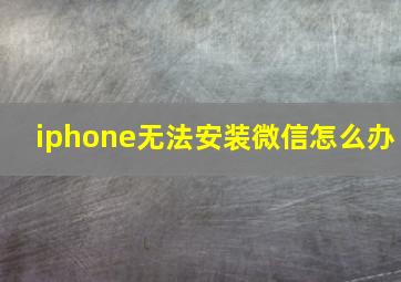 iphone无法安装微信怎么办