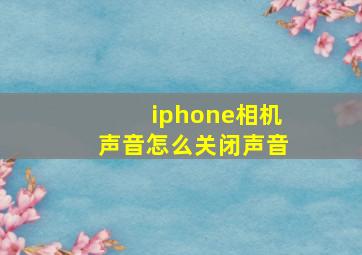 iphone相机声音怎么关闭声音